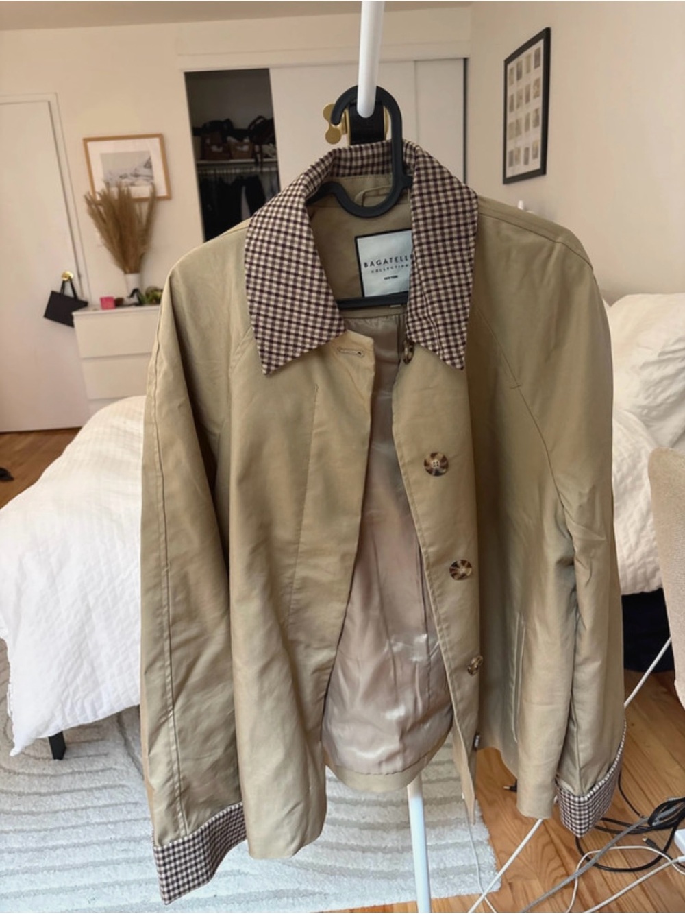 bagatelle Light Tan Men's Shirt Jacket with Checked Collar